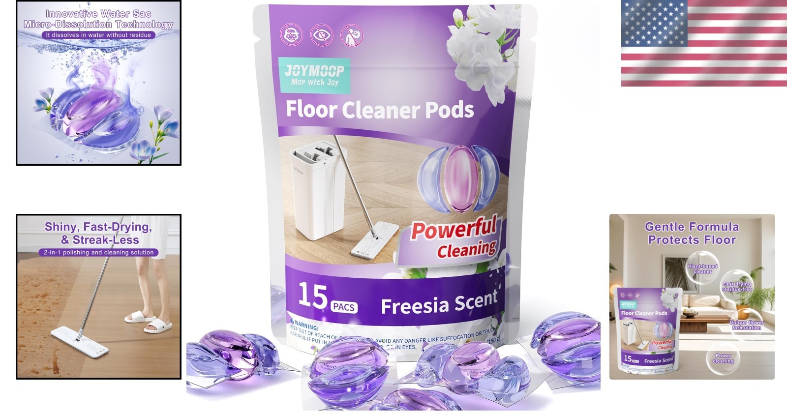 Versatile Floor Cleaner Capsules – 15 PCS for Hardwood, Tile & Laminate Cleaning