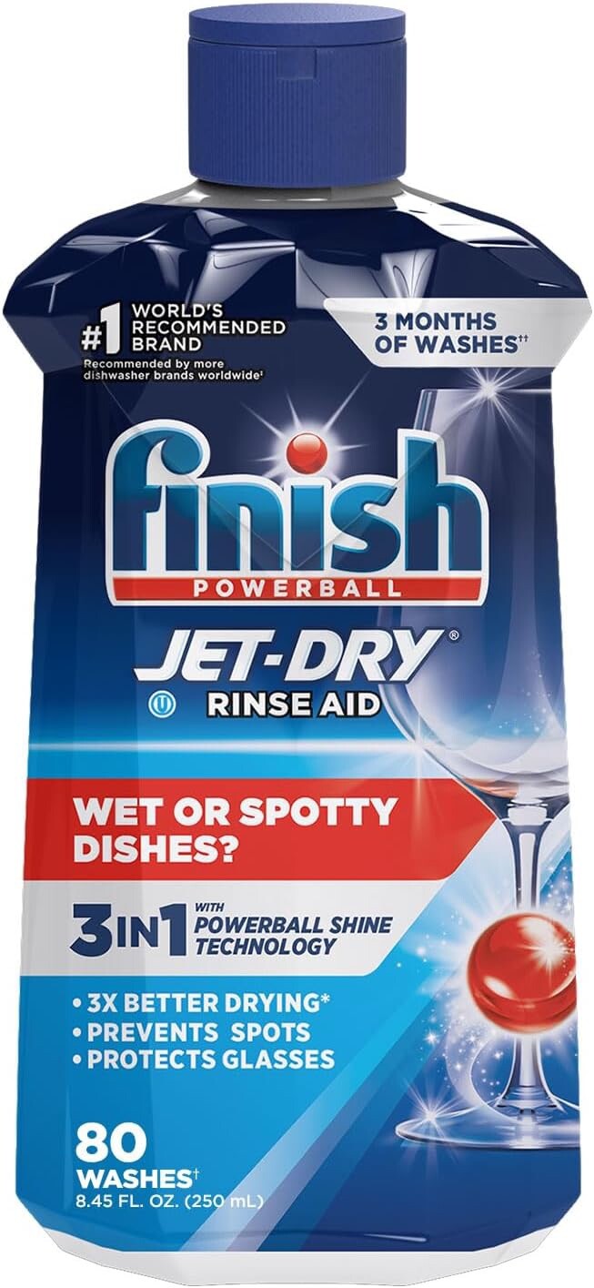 Pack of 5 ~ Finish Powerball Jet-Dry Dishwasher Rinse Aid ~ 8.45 fl oz Each
