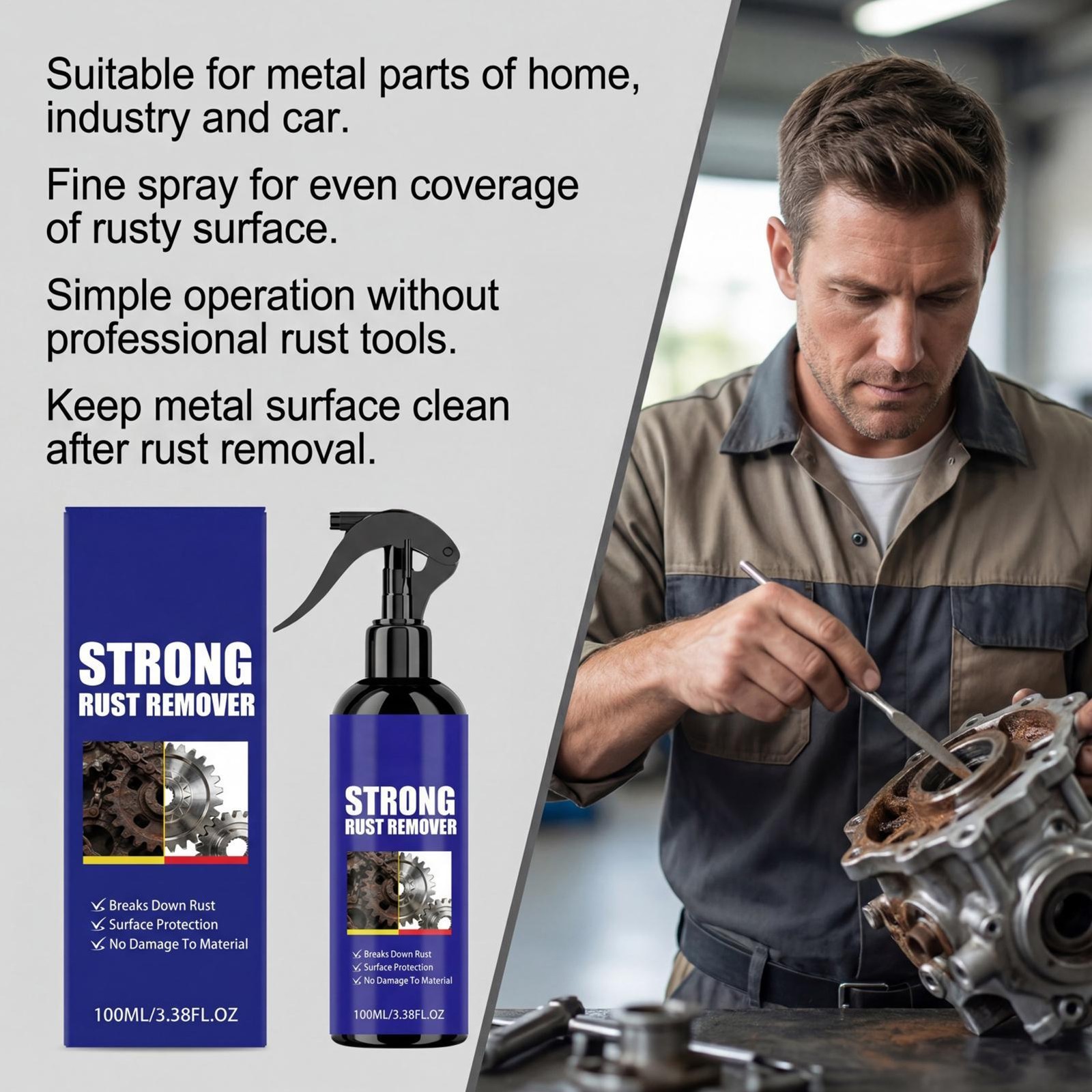 Strong Rust Remover 100ml Metal Stain Cleaner Rust Cleaner for Kitchen Garage