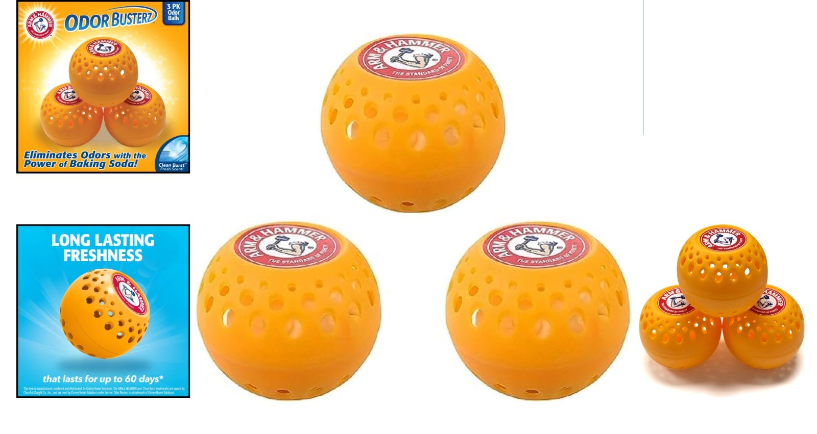 Natural Deodorizing Balls – 3 Pack Clean Burst Odor Eliminator for Home & Travel