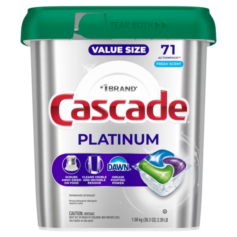 Cascade Platinum Pods Dishwasher Detergent – Fresh – 71ct
