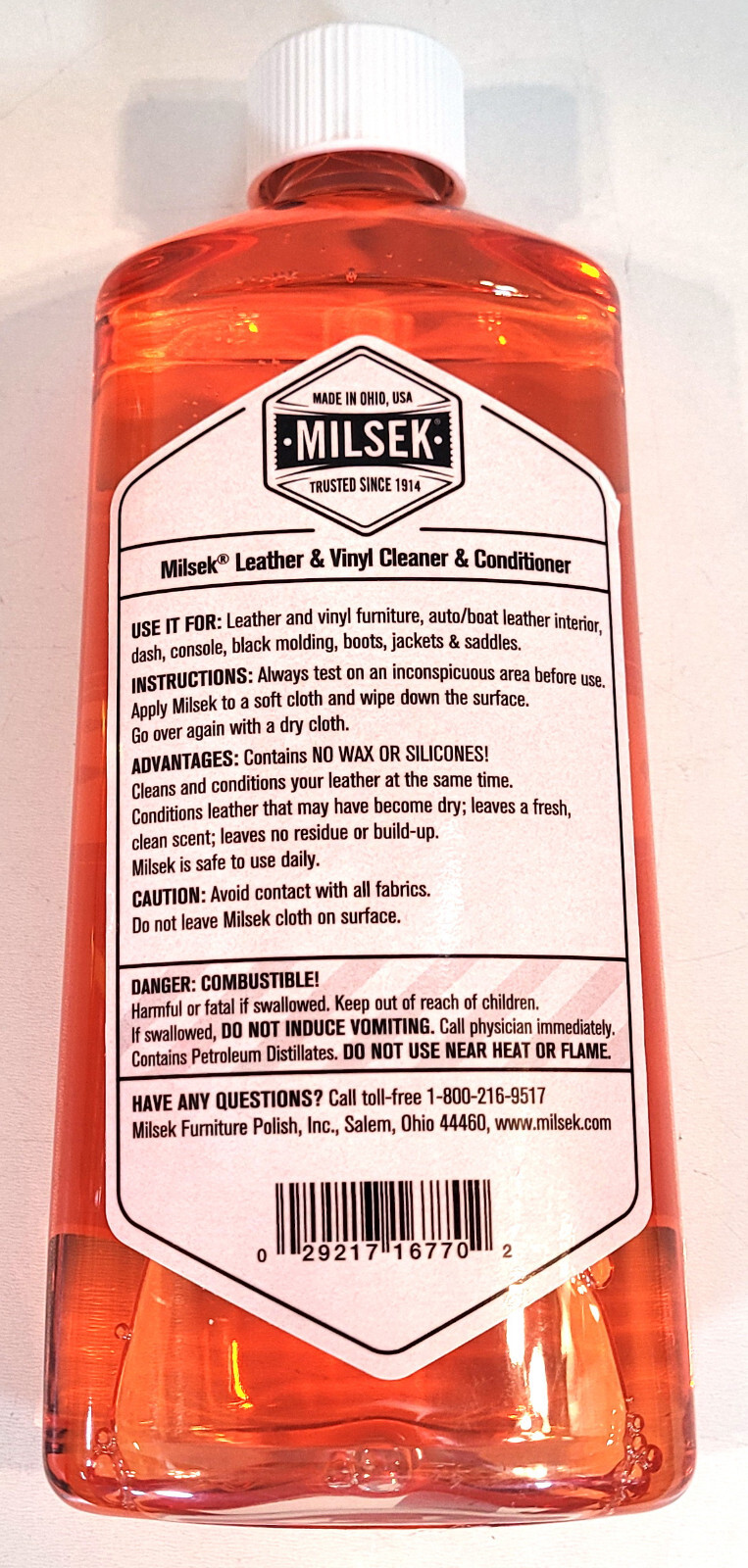 Milsek LC-12 Leather and Vinyl Cleaner & Conditioner, 12 Ounce, Mandarine