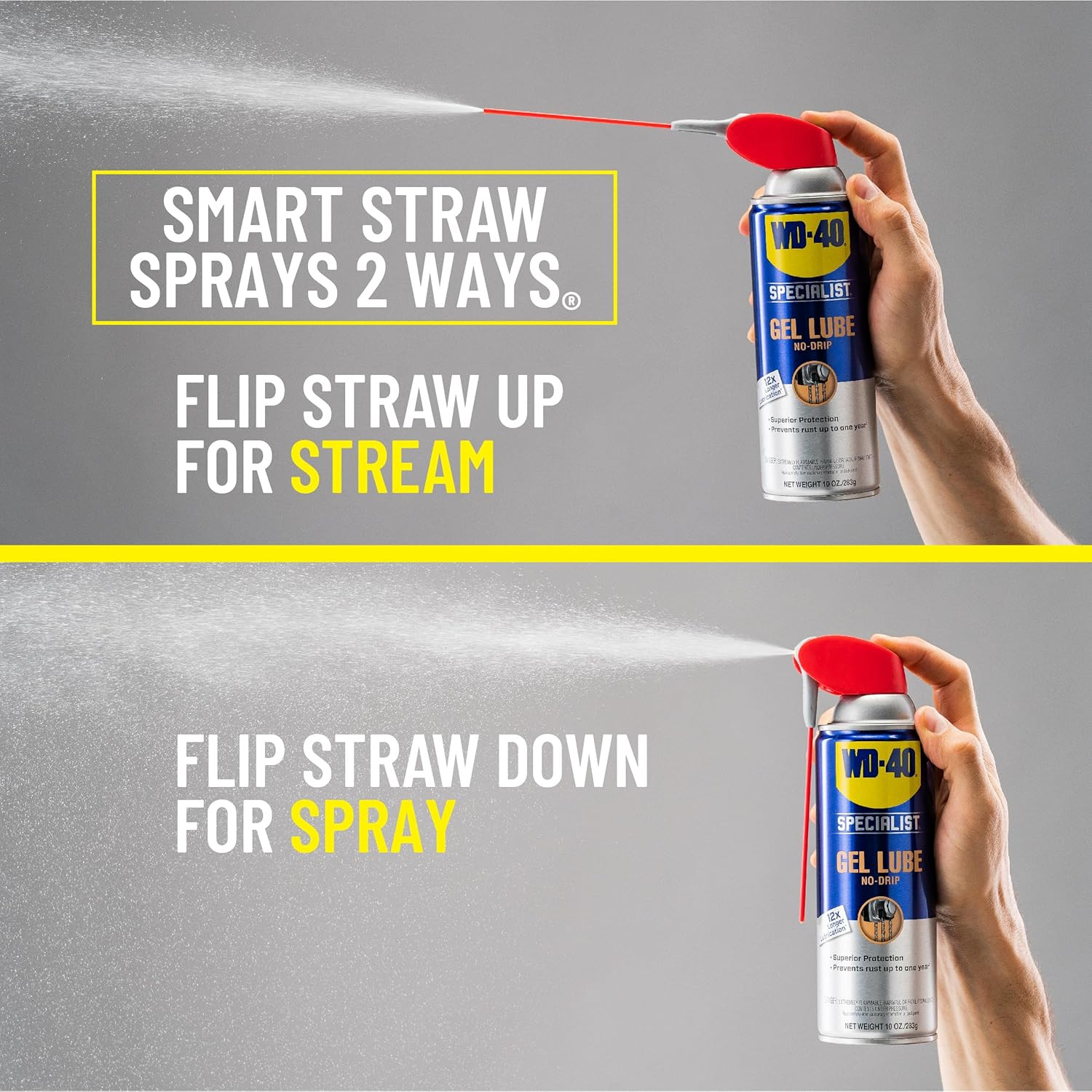 Gel Lube with Smart Straw Sprays 2 Ways, Twin Pack, 10Oz Cans, No Drip Lubricant