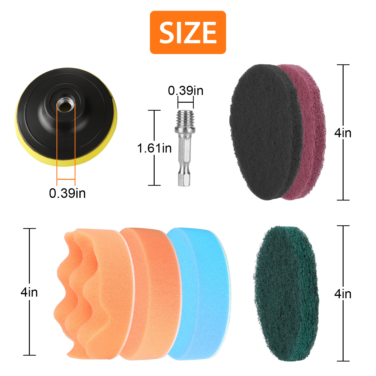 14pcs 4Inch Car Buffing Pads Polishing for Drill Sponge Kit Waxing Foam Polisher
