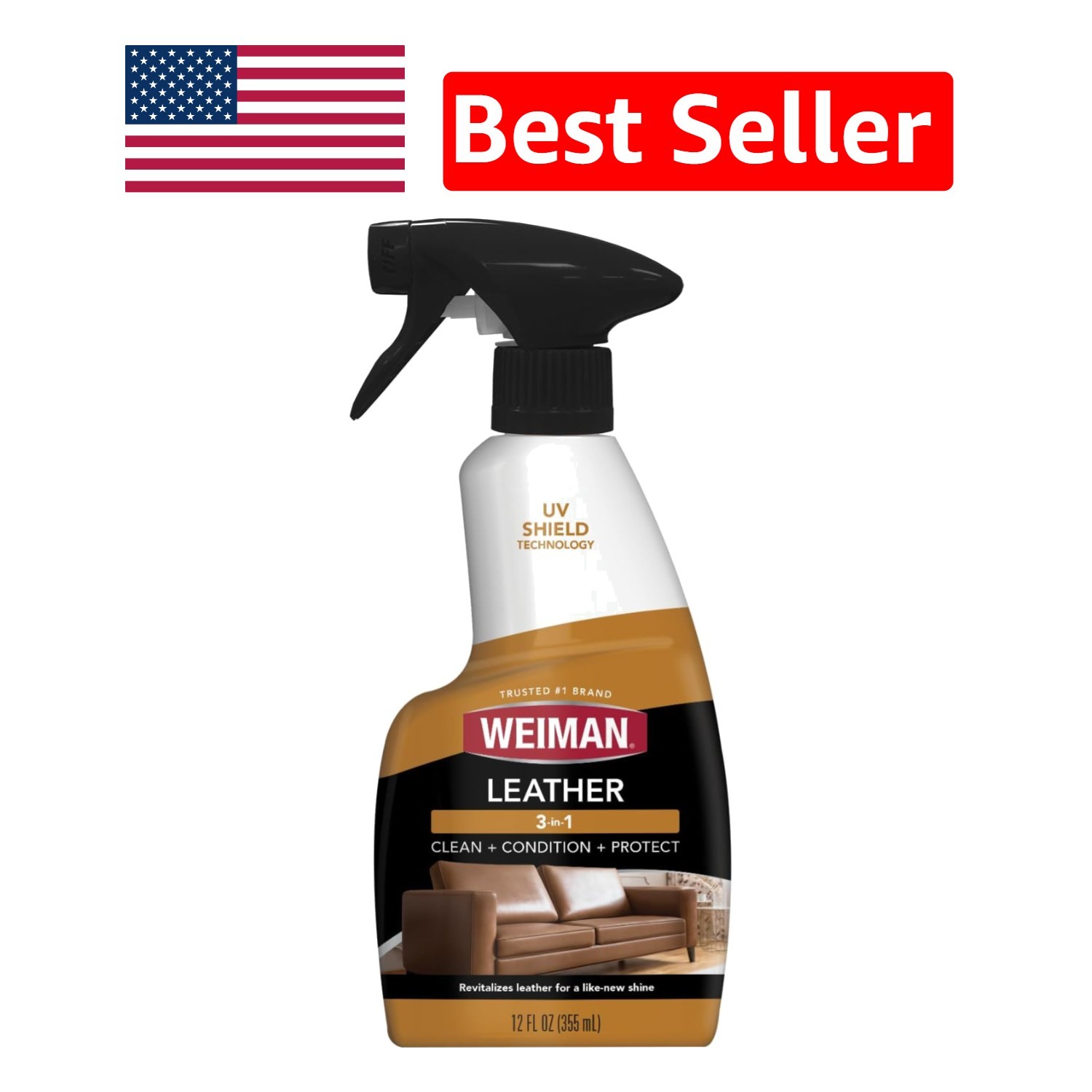 UV Protection Leather Cleaner & Conditioner – 12 Fl Oz For All Finished Surfaces