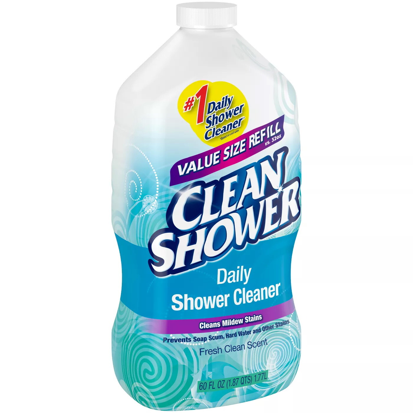 Clean Shower Daily Shower Cleaner – 32 Oz. Spray & 60 Oz. Refill – Scrub Free