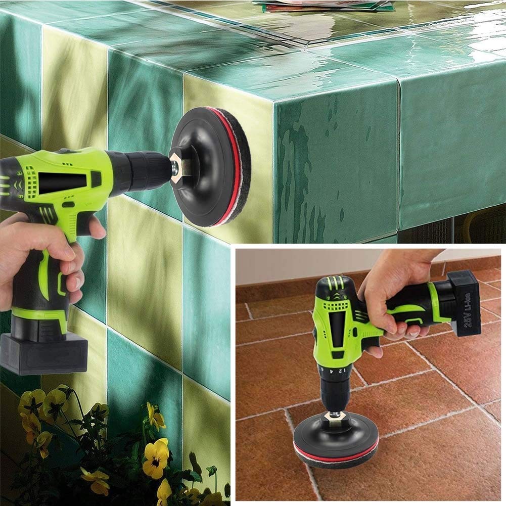 DUOSHIDA 4 Inch Drill Powered Brush Tile Scrubber Scouring Pads Cleaning Kit,…