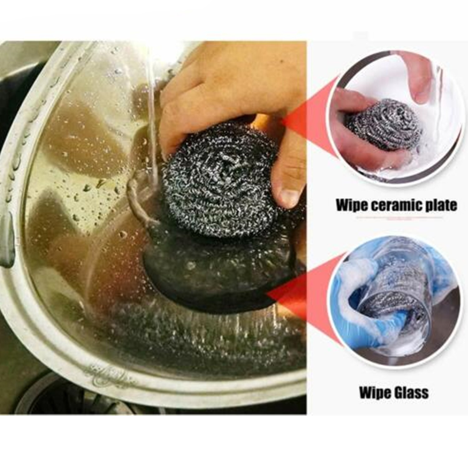 8 Pcs Stainless Steel Sponges Scrubbing Scouring Pad Scourer Kitchen Bathroom