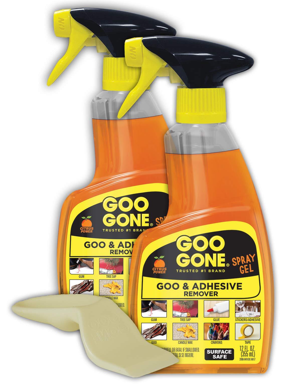 Goo Gone Adhesive Remover Spray Gel Pack of 2 Citrus Cleaning 12 Fl Oz