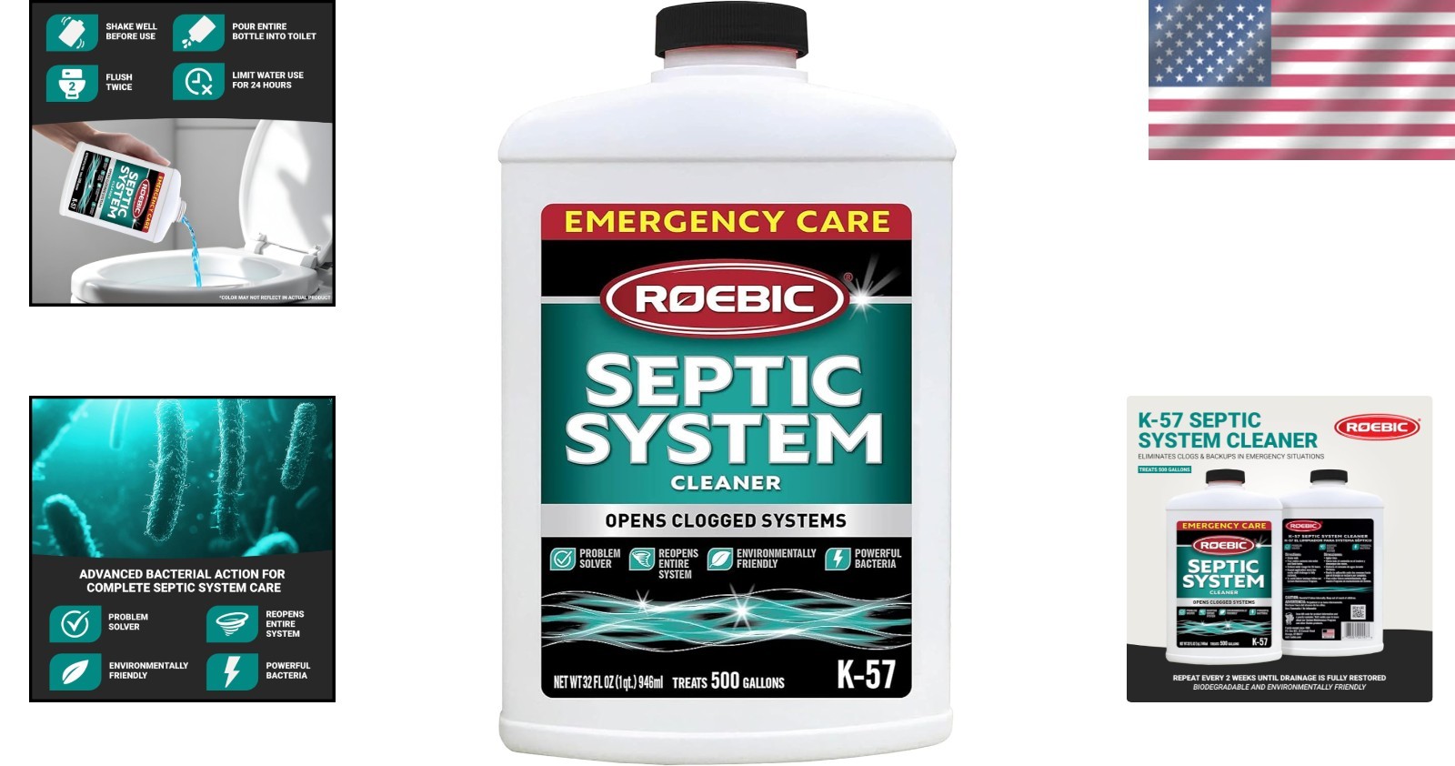 Effective 32 Oz K-57-Q Septic System Cleaner – Tackles Clogs, Safe for Pipes