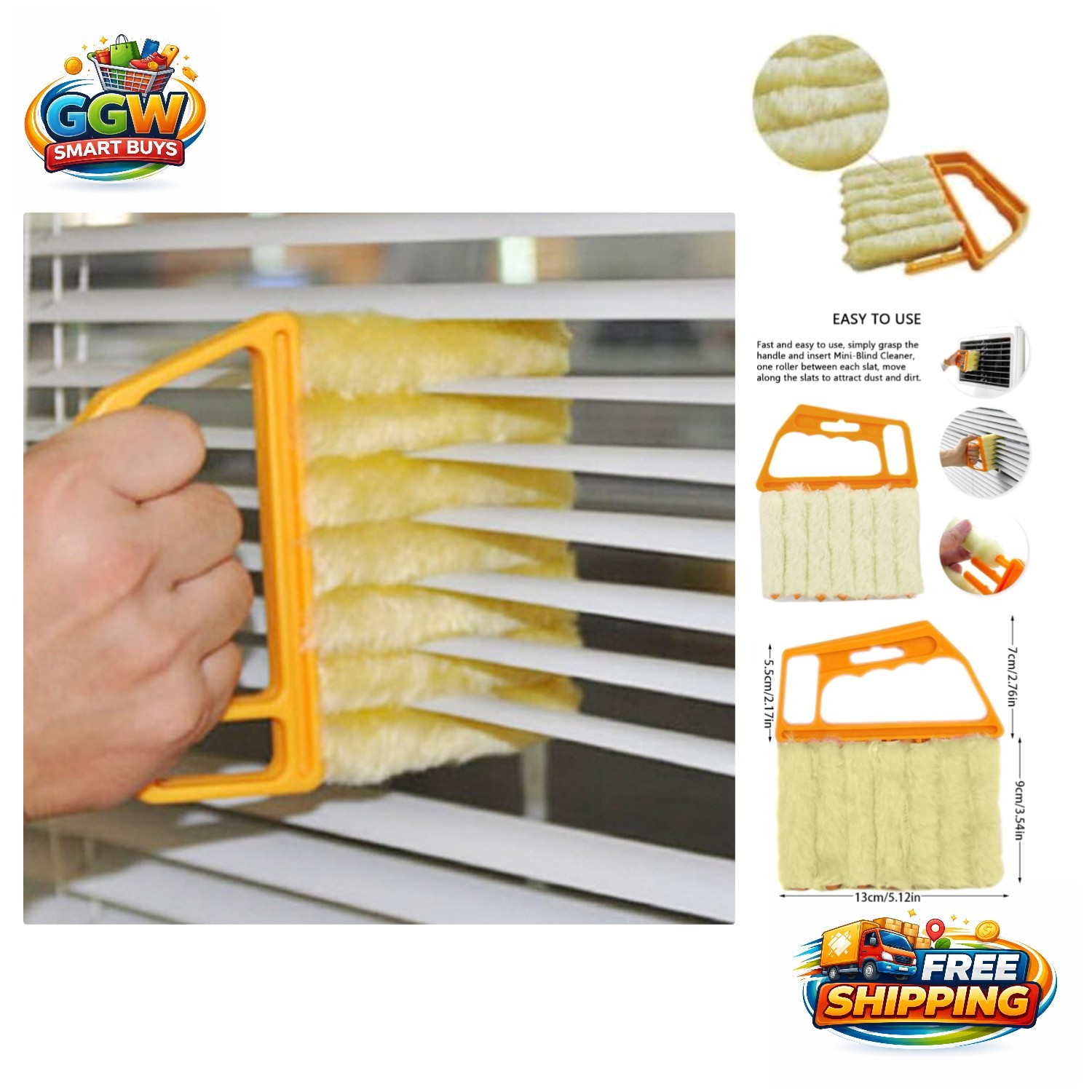 Compact Window Blind Cleaner Brush – Lightweight, Ergonomic and Machine Washable