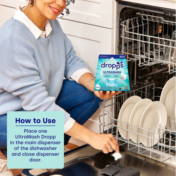 Dropps Dishwasher UltraWash Detergent Pods, Biobased, Unscented 48ct/64ct/120ct