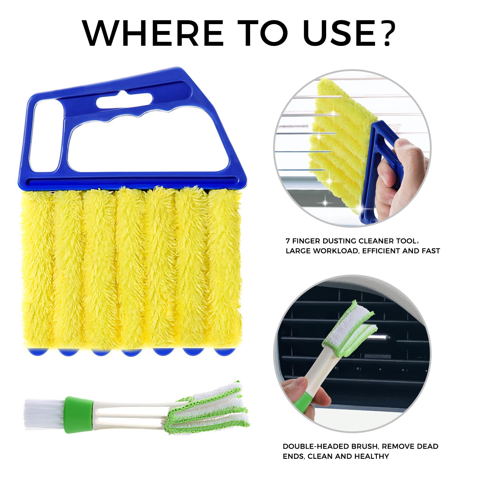 4Pcs Window Venetian Blind Cleaner Duster Tool,Washable 7 Fingers Dusting Cle…