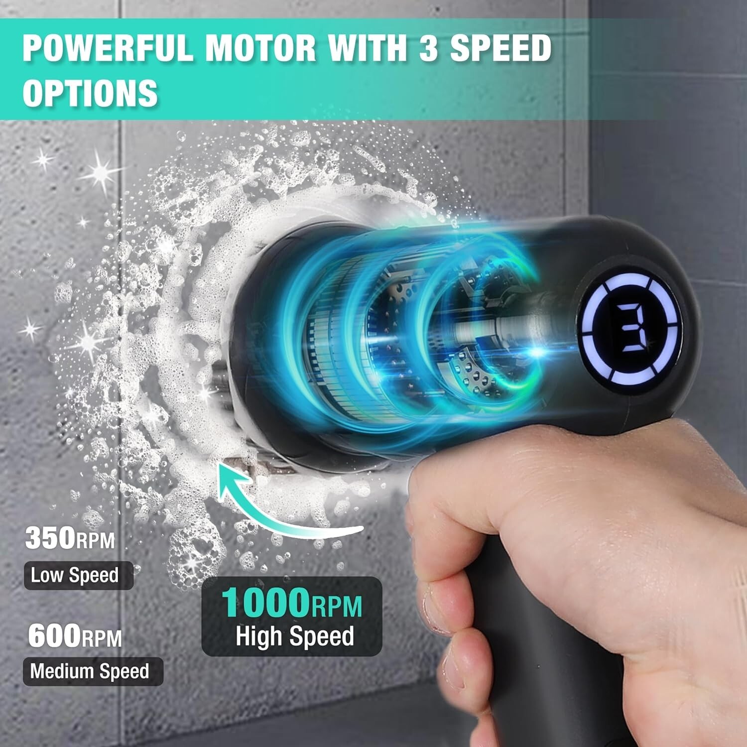 Electric Spin Scrubber Cordless Cleaning Brush with 8 Replaceable Heads 3 Speeds