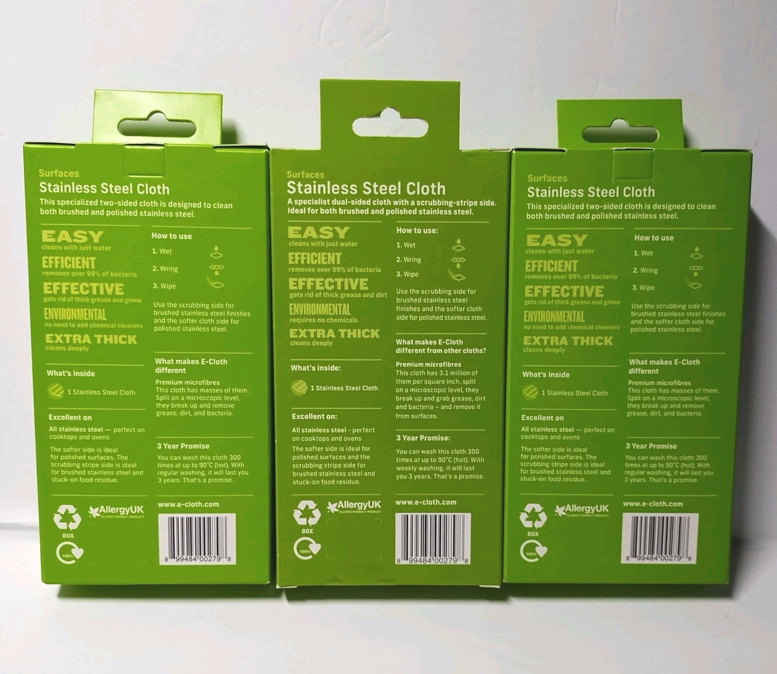 3 E-Cloth Stainless Steel Kitchen Cleaning Cloth Clean Dry & Polishes with Water
