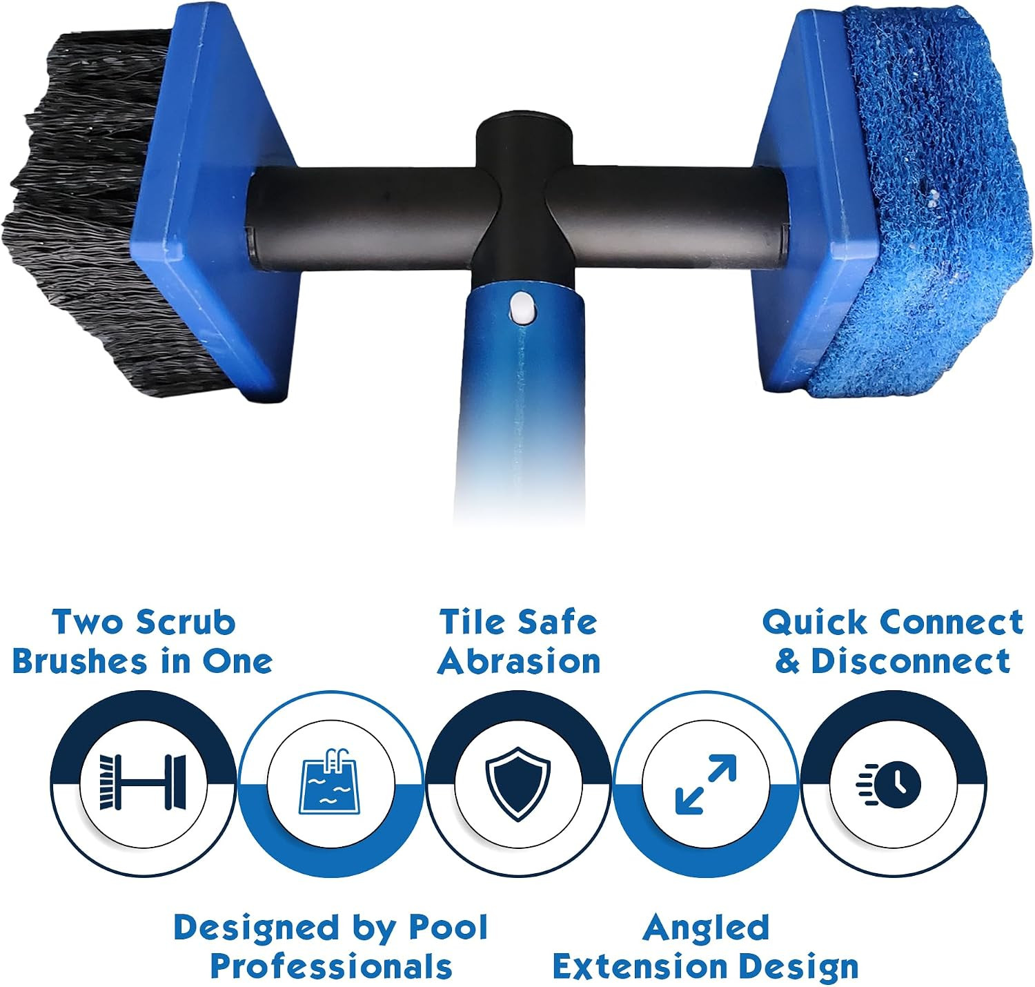 Pool Tile Brush Scrubber 2-In-1 Scrub and Scour Waterline Tile Scale Cleaner – E