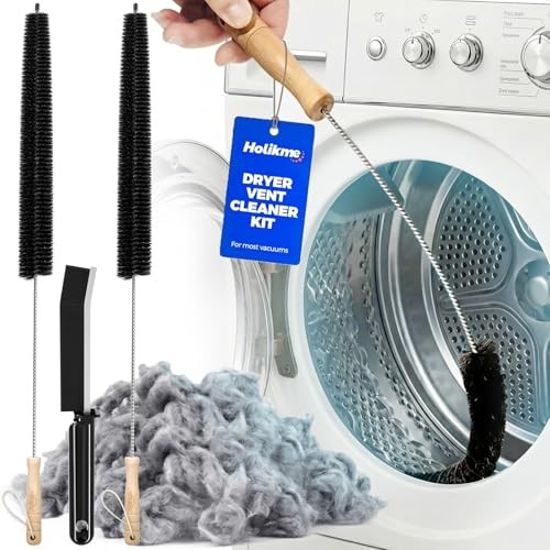 Dryer Vent Cleaner Kit 3 Pcs Stainless Steel Brush & Flexible Tool – Black