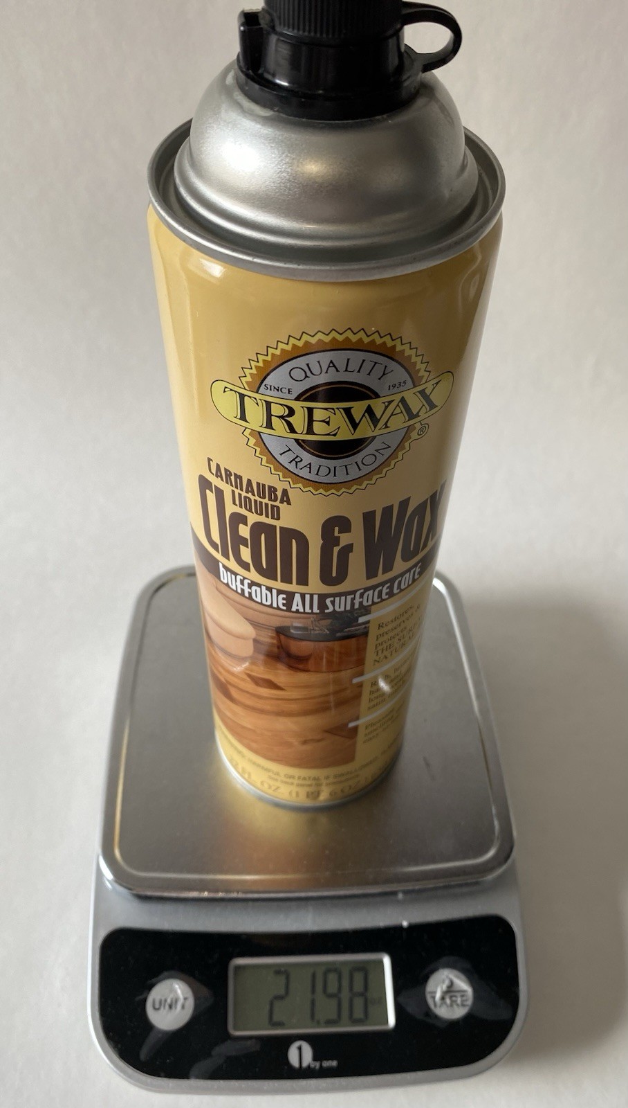 Trewax Clean & Wax Carnauba Liquid Buffable Wood Floor Care 22 Oz Can ~ 95% full