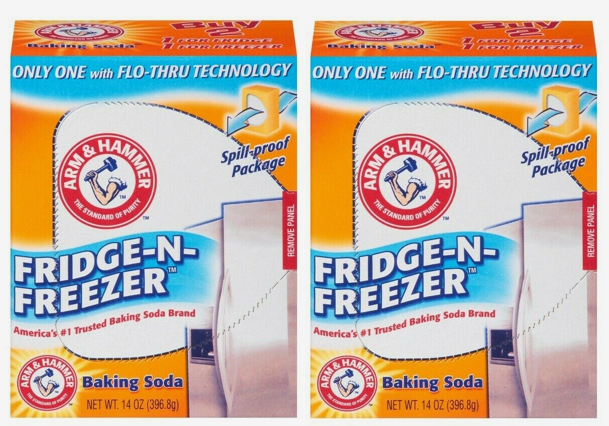 2 Arm & Hammer FRIDGE/FREEZER Pure BAKING SODA 14oz Gentle Cleaning Powder 00020