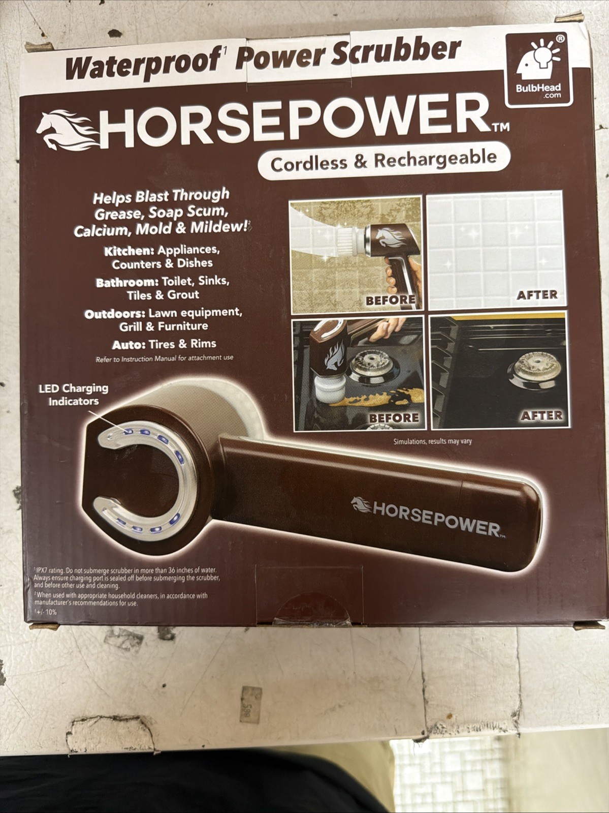 NEW Horsepower Cordless & Rechargeable Waterproof Power Scrubber