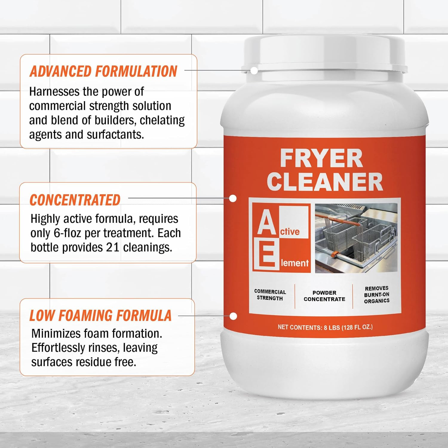 Fryer Cleaner – 8-Lbs – Fryer Boil Out – Contains 21 Cleanings – Concentrated Po