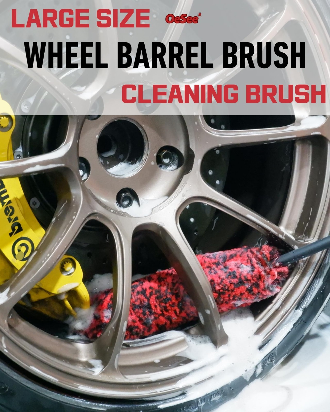 4 Pack Long Handle Wheel Brush Kit – Soft & Stiff Tire Cleaning Brushes, Durable