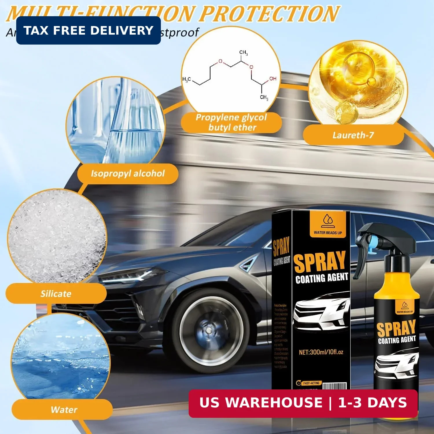 300ml Nano Car Coating Spray Kit, Nano Hydrophobic Ceramic Coating, Auto Paint P