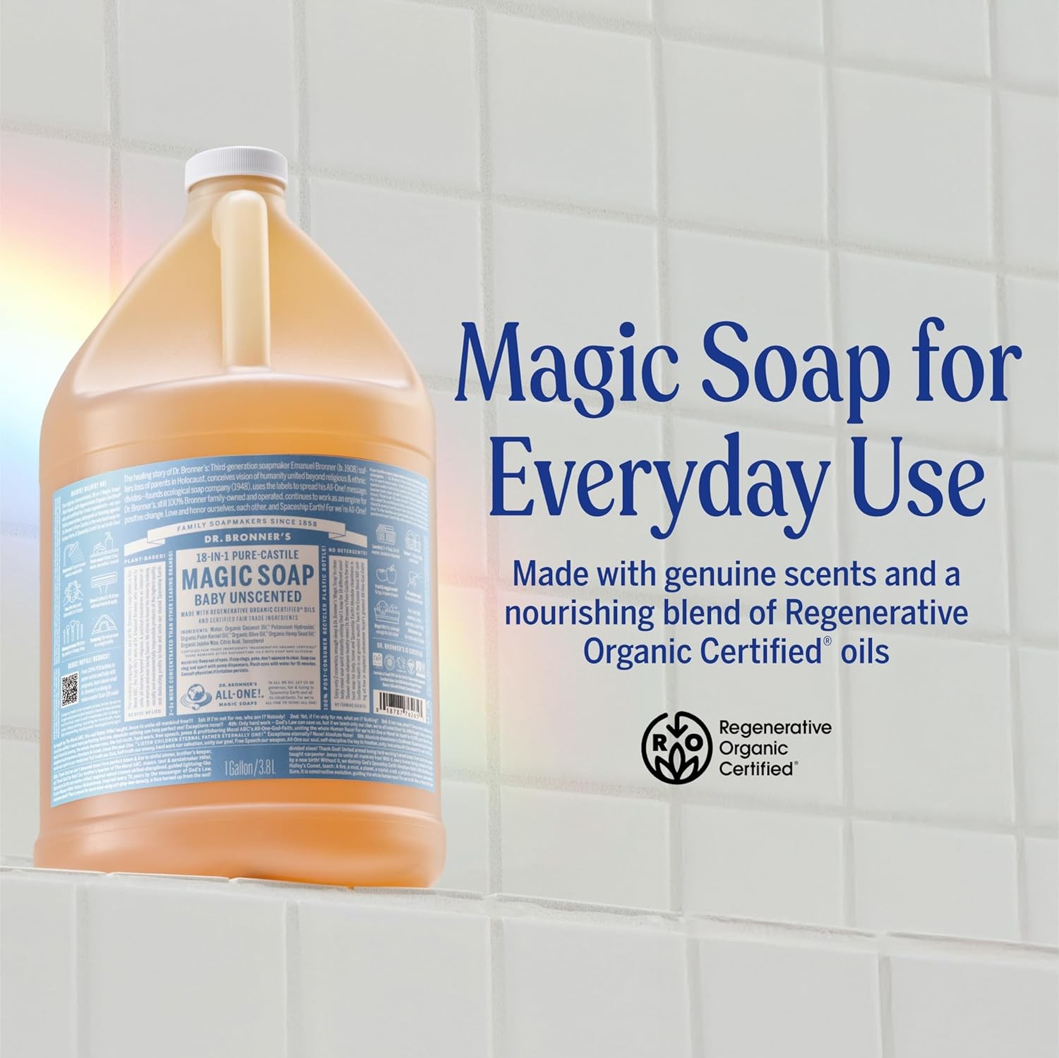 Dr. Bronner’s Pure-Castile Magic Soap Liquid (Baby Unscented, 1 Gallon) ?C Made
