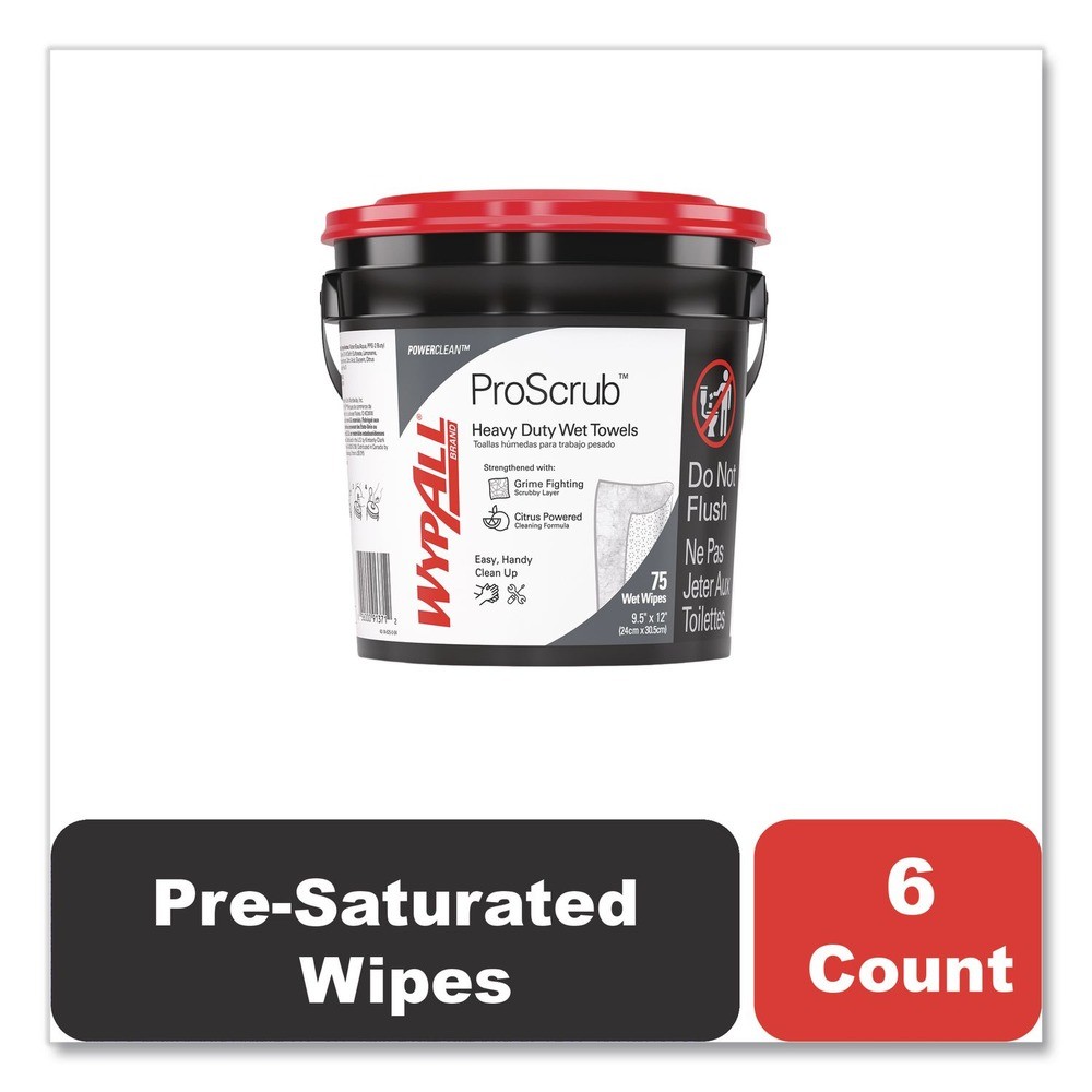 WypAll 91371CT 9.5″ x 12″ Pre-Saturated Wipes – Citrus Scent/Green (6/CT) New