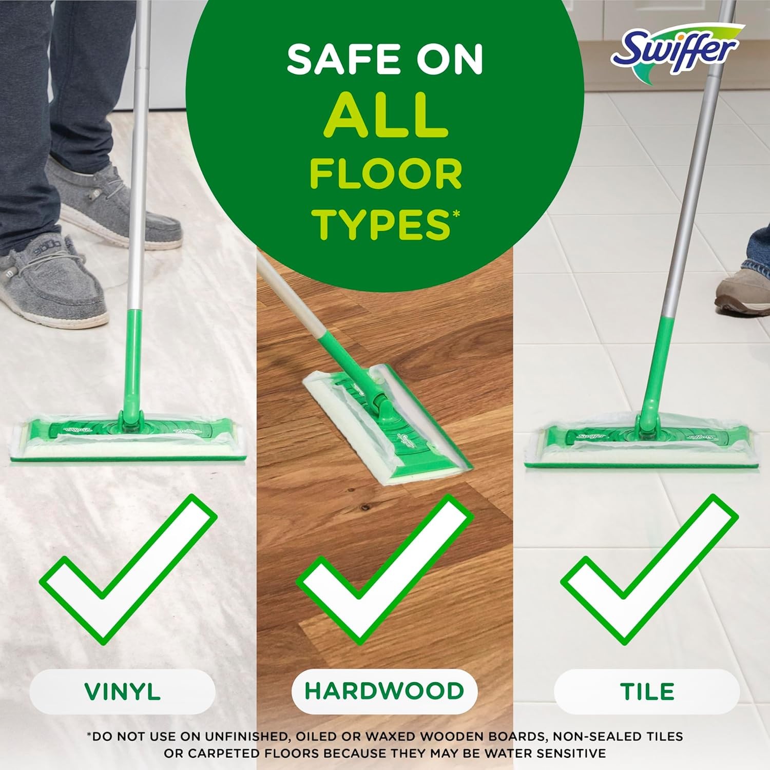 Sweep + Mop, Wet Pads Refill, Floor Cleaner for Dirt, Dust, Hair,