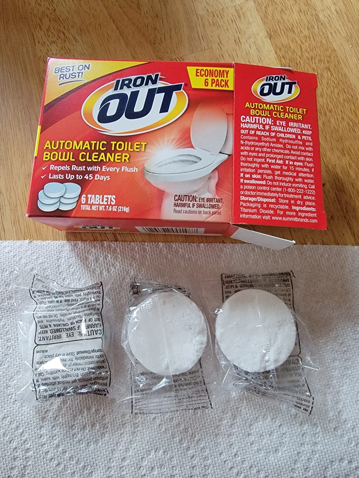 Iron OUT Automatic Toilet Bowl Cleaner Tablets Prevent Rust Stains 6 Count