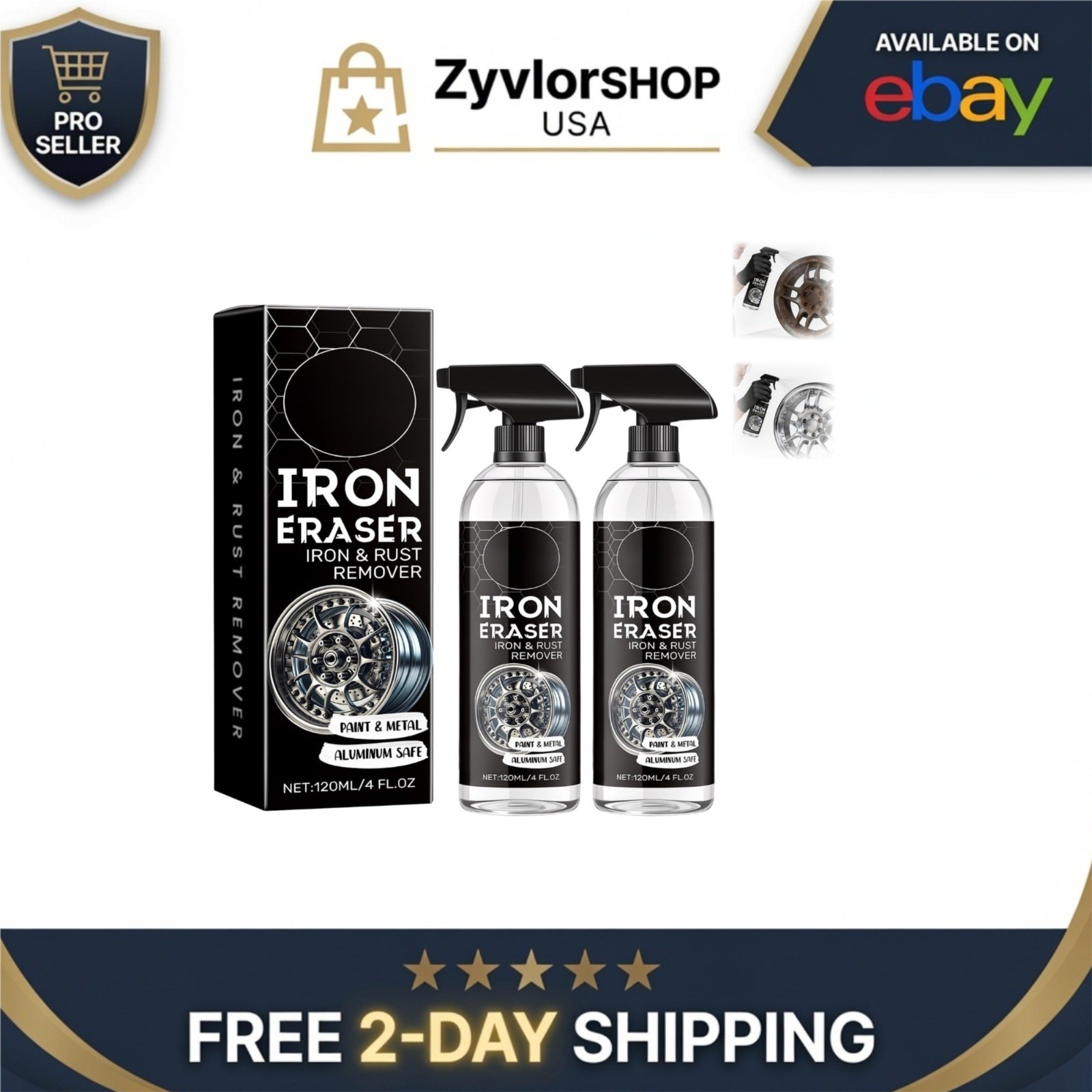 Iron Eraser Rust Remover Spray – Fast Acting Cleaner for Car Wheels