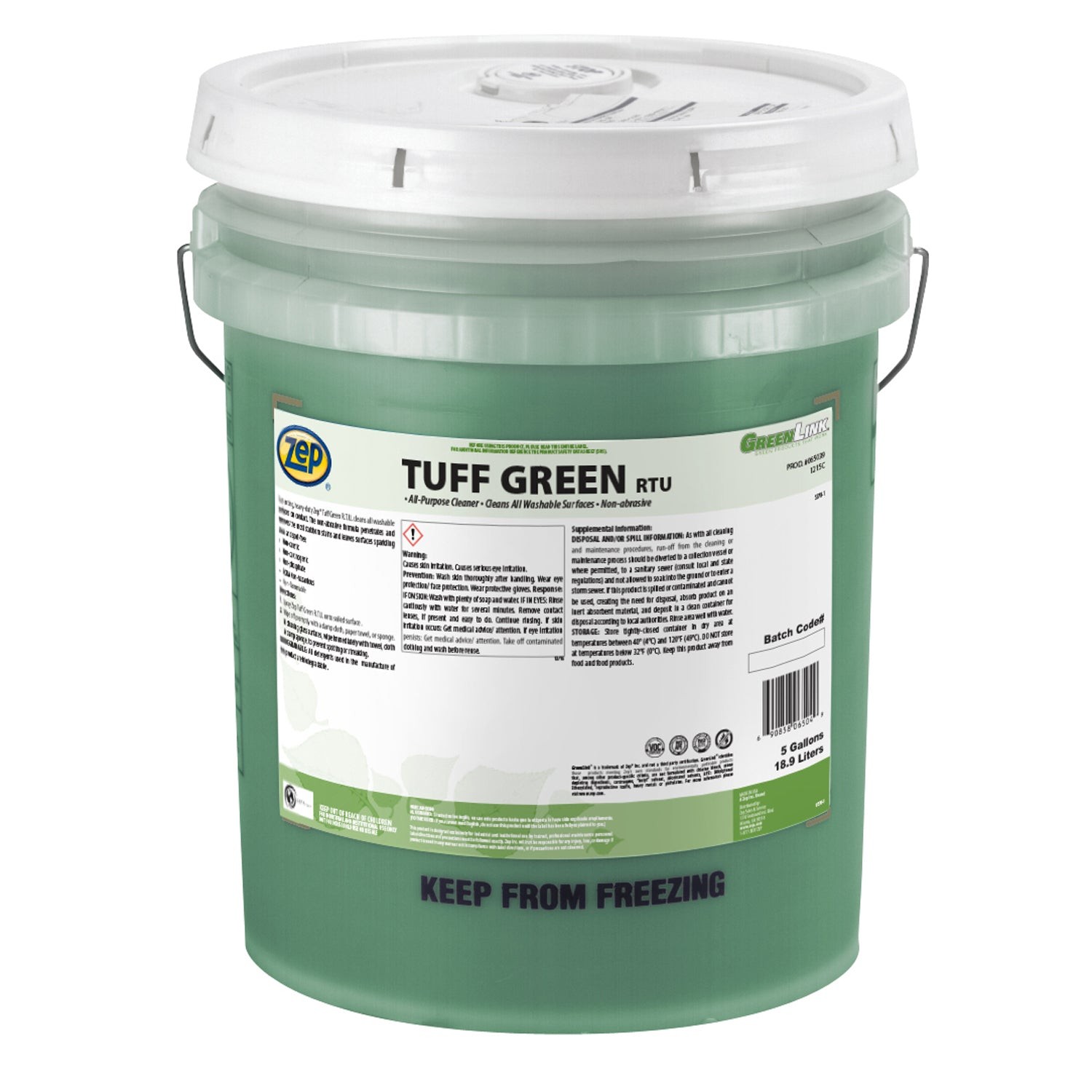 Zep Tuff Green RTU All-Purpose Cleaner – 5 Gallon (Each) 65039 – Quickly Cuts
