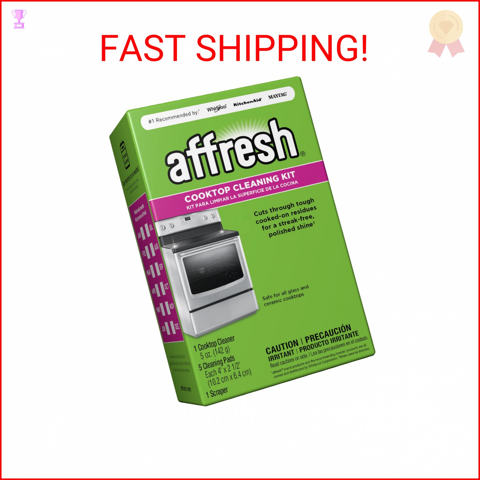 Affresh Cooktop Cleaning Kit, Safe for Glass & Ceramic Cooktops, Includes 5 oz c