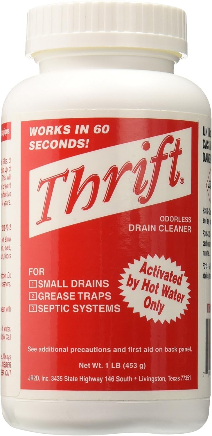 Thrift T-100 Odorless Drain Cleaner, Small Drains Grease Traps Septic Tank, 1 lb