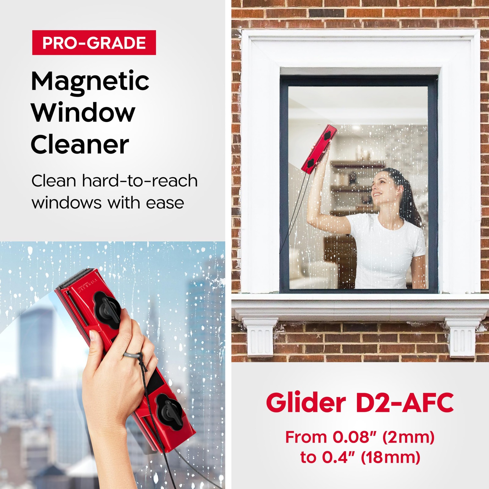 Tyroler Outside Magnetic Window Cleaner Tool | The Glider D-2 AFC Double-Side…