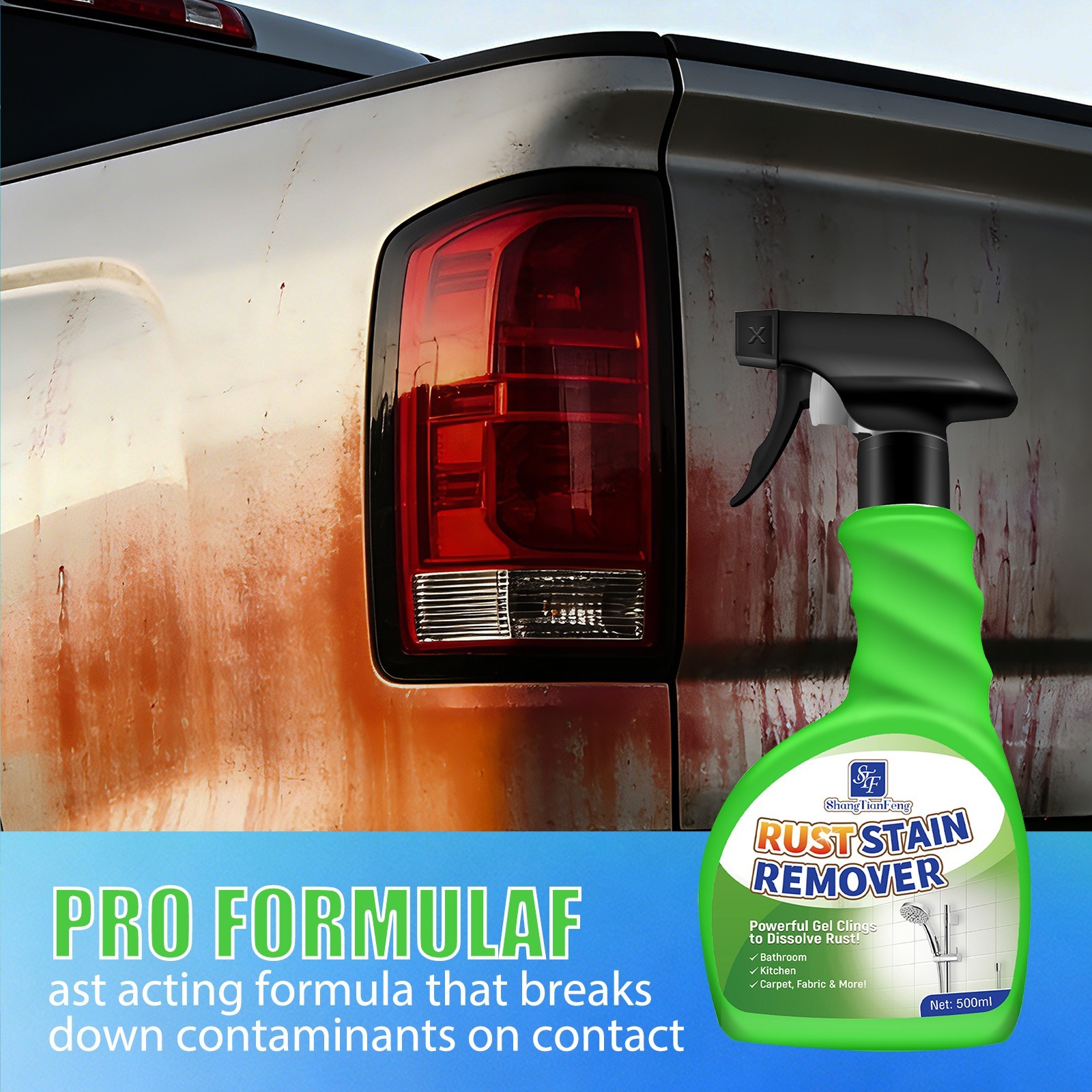 2026 Upgraded Rust Limescale Remover Spray, Fast Stain Dissolve, Safe Multi-Surf