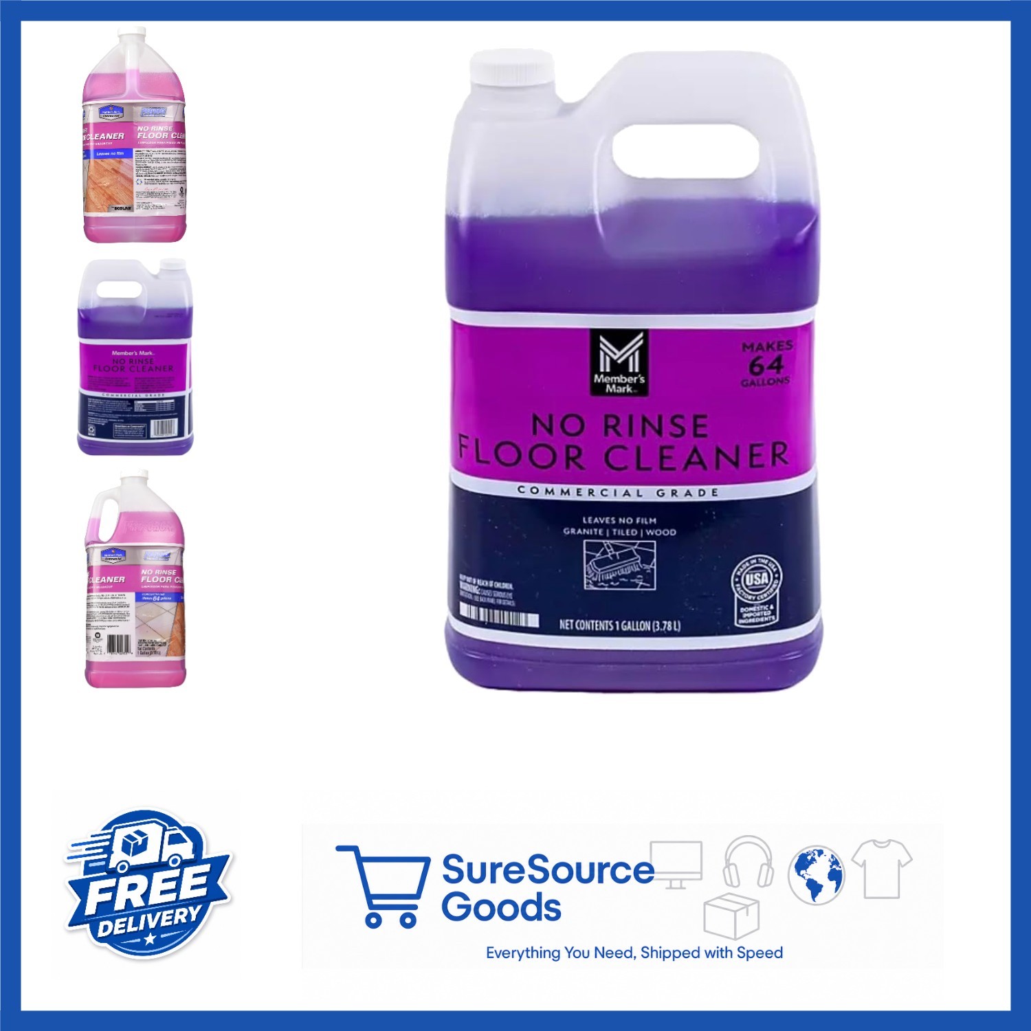 No Rinse Floor Cleaner 128 Fl Oz Non-Toxic Liquid for All Sealed Floors