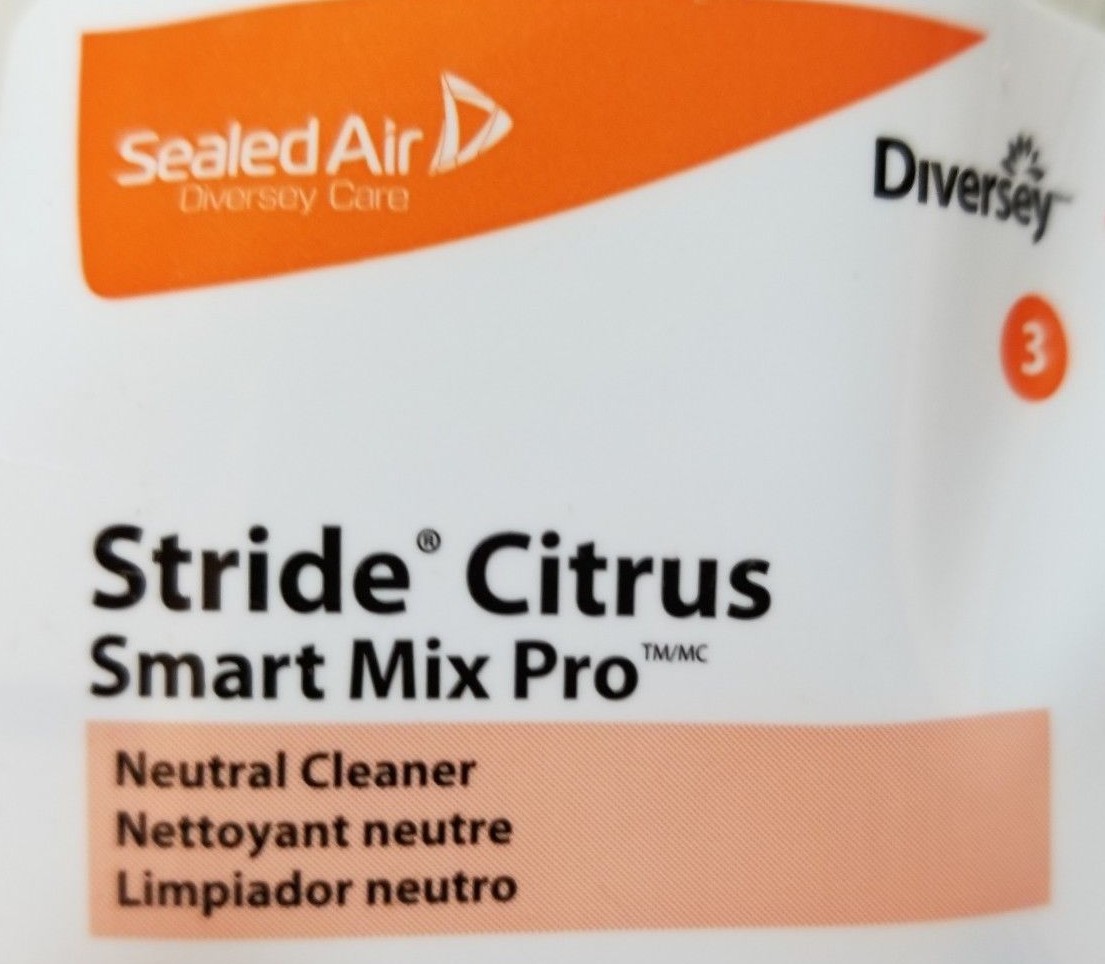 Diversey Stride Neutral Cleaner, Citrus Scent, Smart Mix Pro Bag, 2 Pack