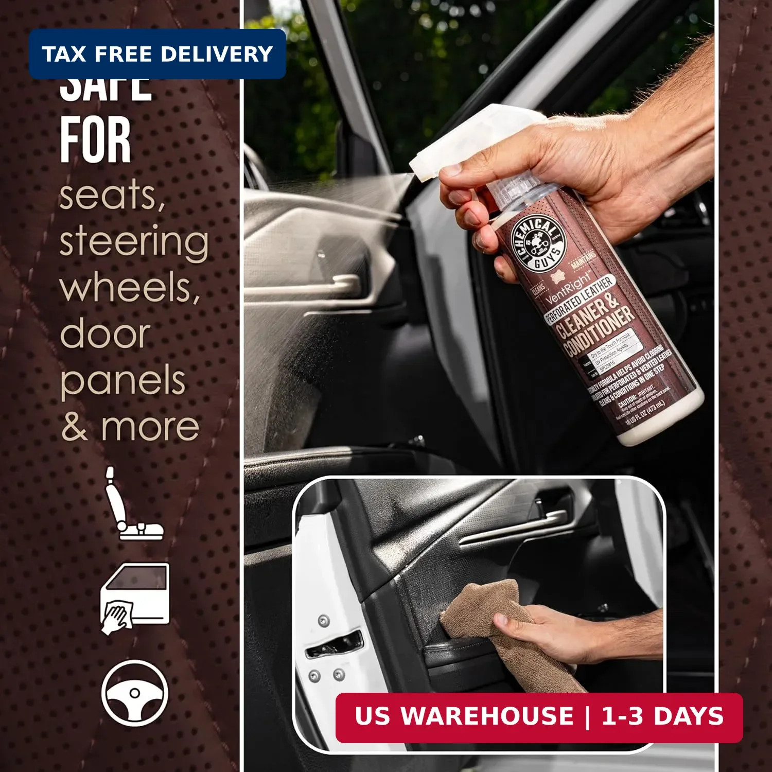 Chemical Guys VentRight Perforated Leather Cleaner and Conditioner Deep Cleaning