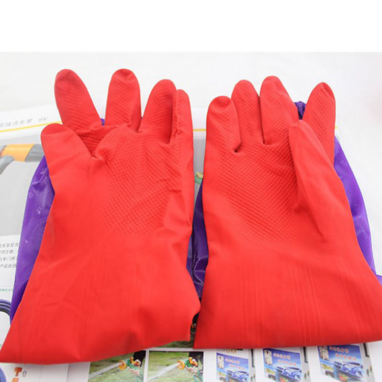2 Pairs Rubber Latex Kitchen Long Gloves DishWashing Cleaning Tool PVC Housework