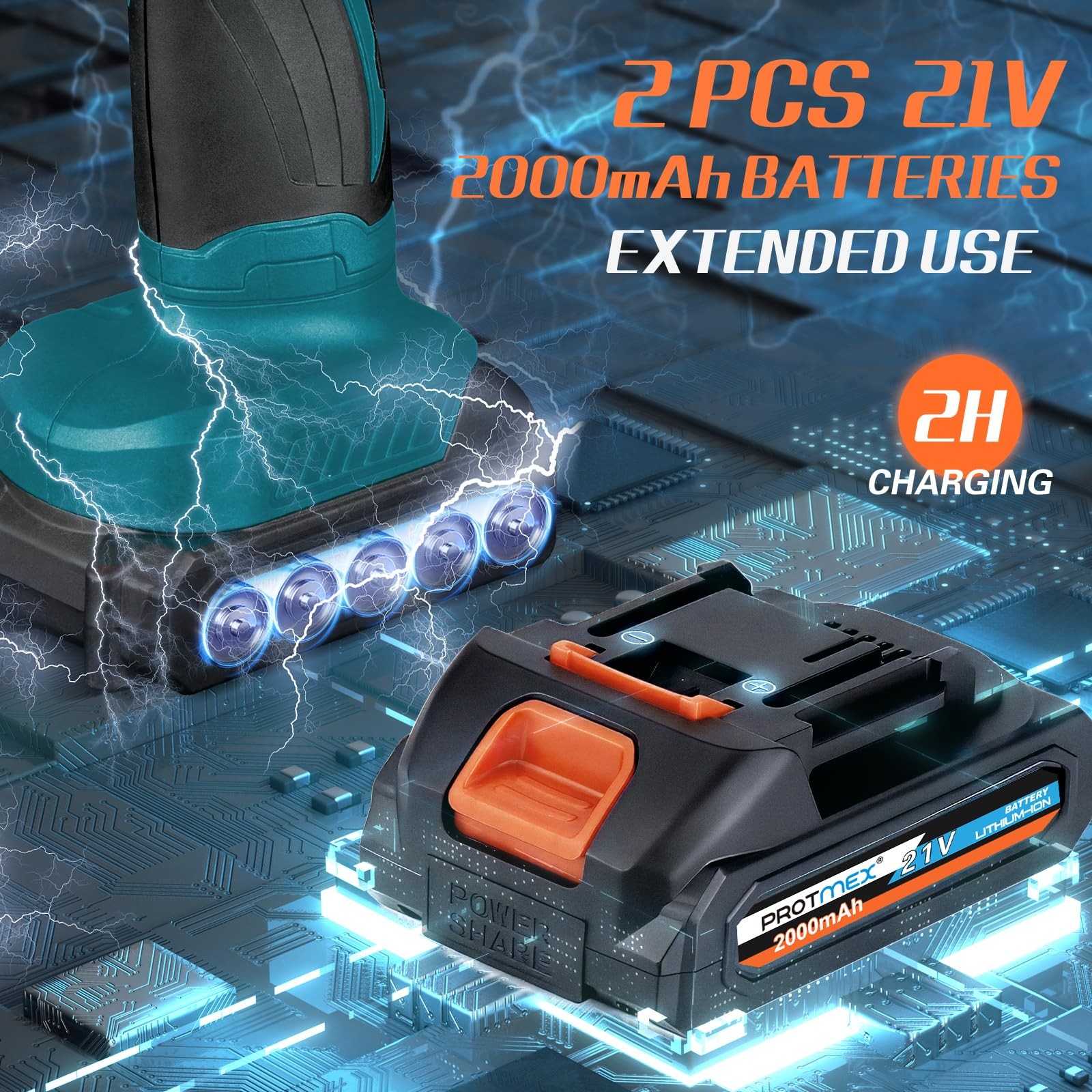 Cordless Car Buffer Polisher w/ 2x2000mAh 21V Batteries, 6 Inch Car Buffer Wa…