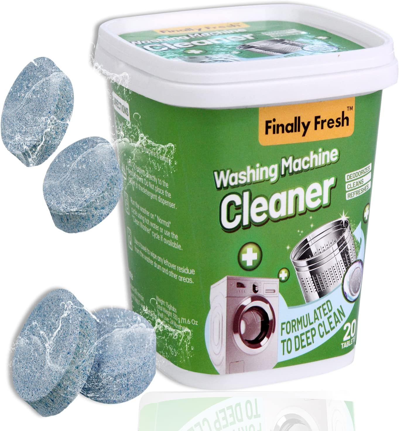 Finally Fresh Washing Machine Cleaner for Front Loaders & Top Loaders, 20 Packs