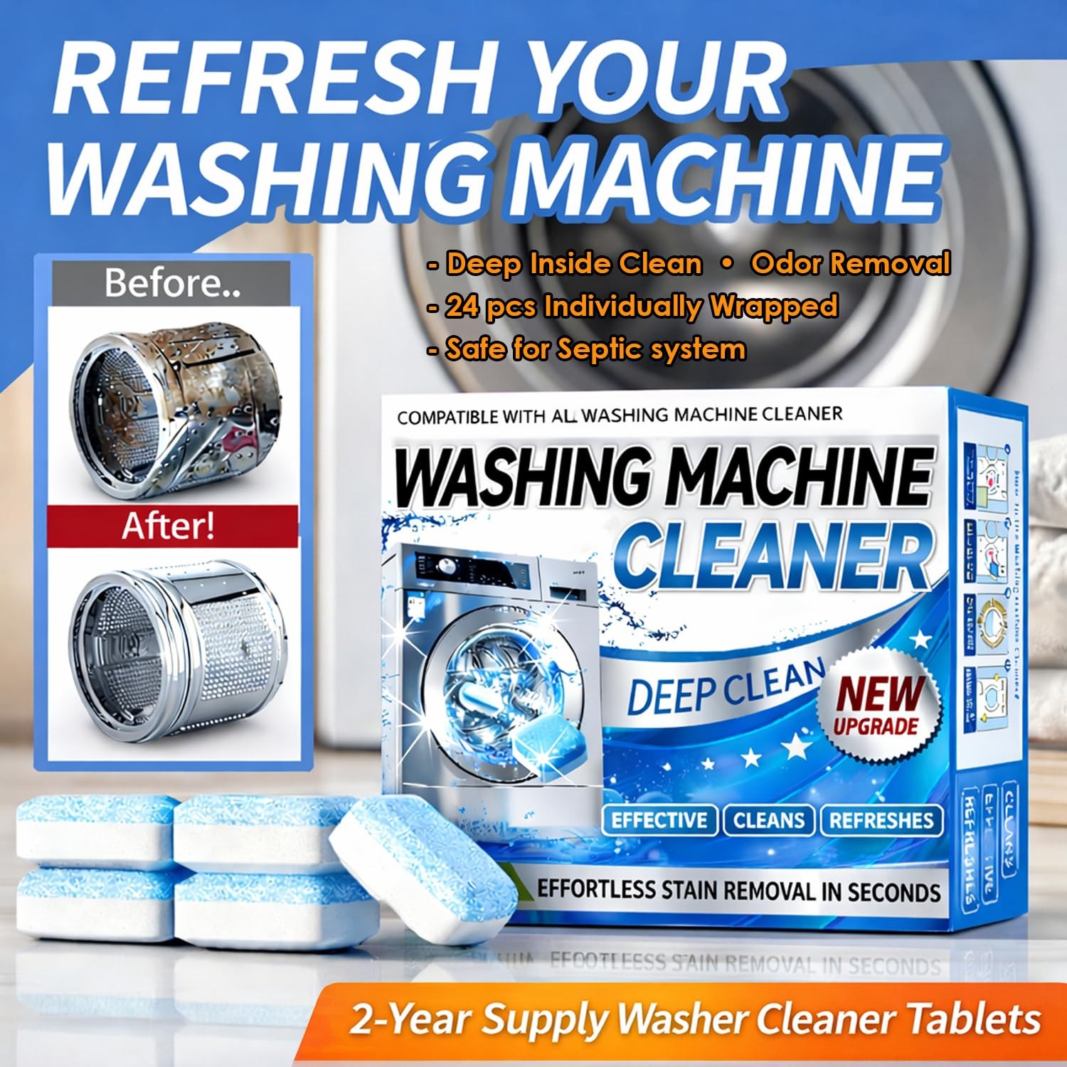 Enzyme Washing Machine Cleaner Tablets Protease Laundry Machine Cleaner