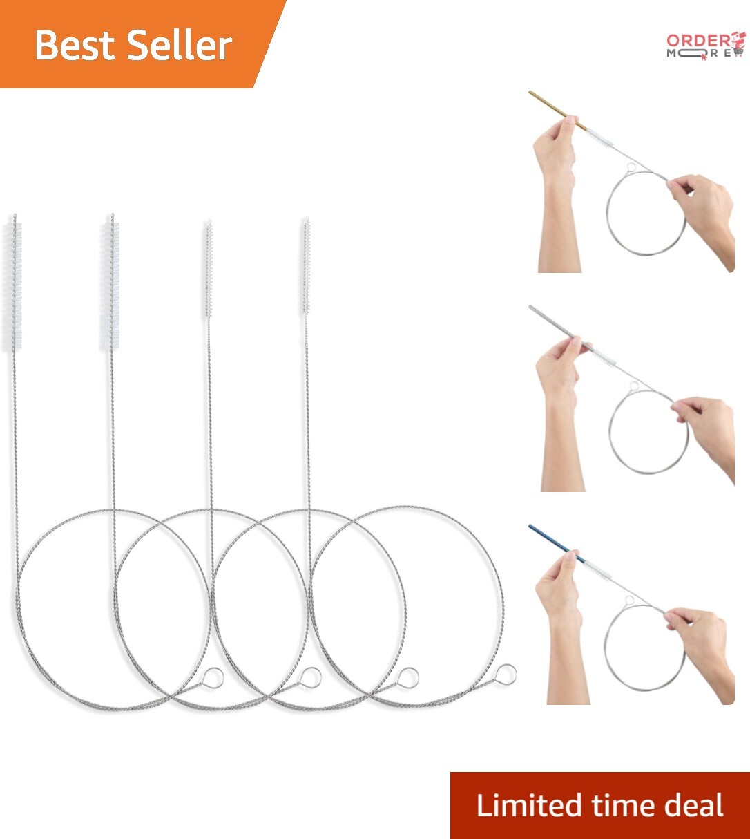 Durable Long Brush Cleaner Set for Kegerators and Siphon Hoses – 4PC