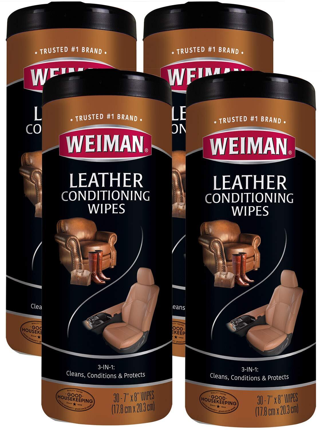 Weiman 120 Count Leather Cleaning Wipes Protects Cleans Moisturizes UV Shield