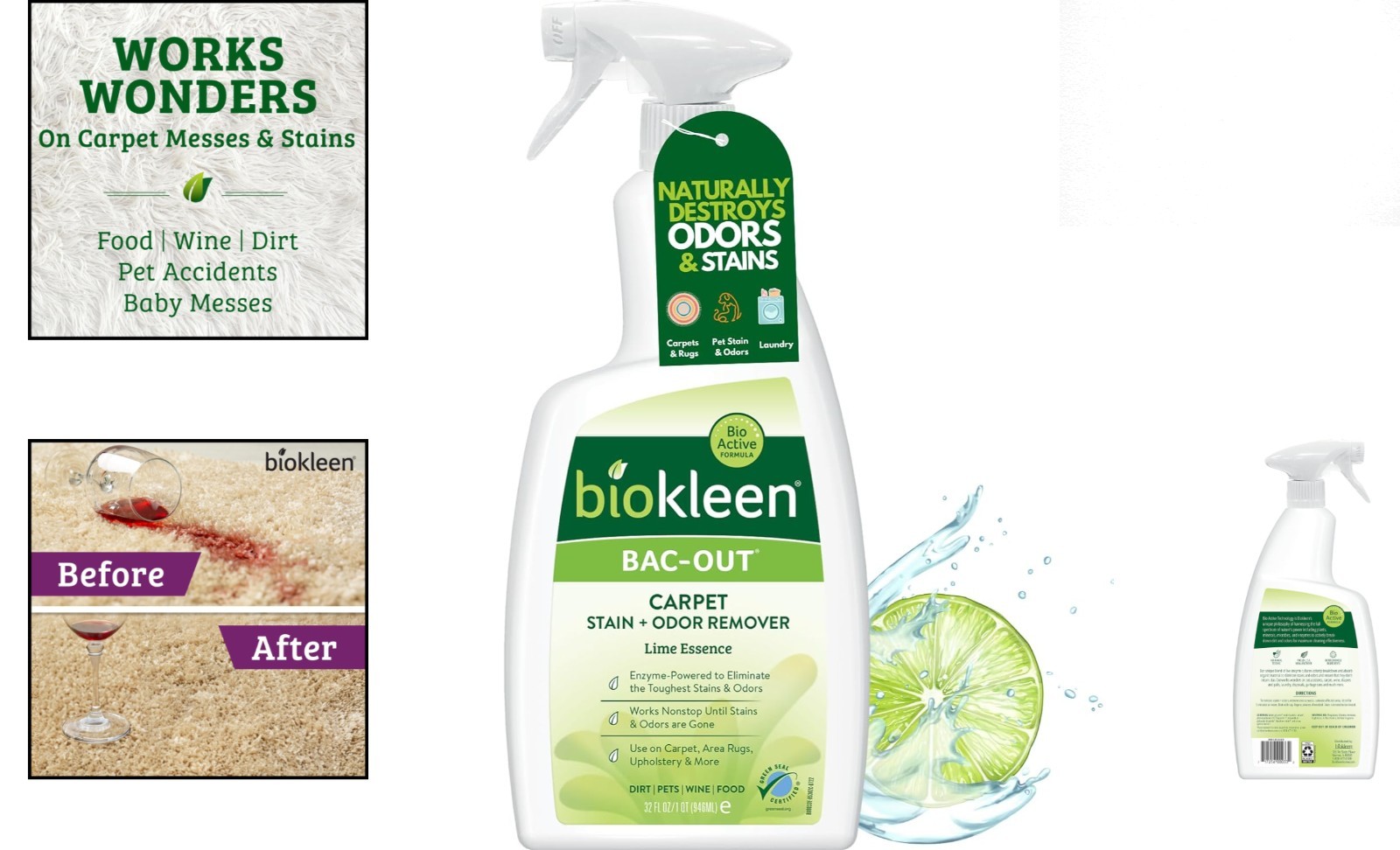 Safe & Natural Bac-Out Enzyme Cleaner, 32 Oz – Eliminates Odors from Pets & More