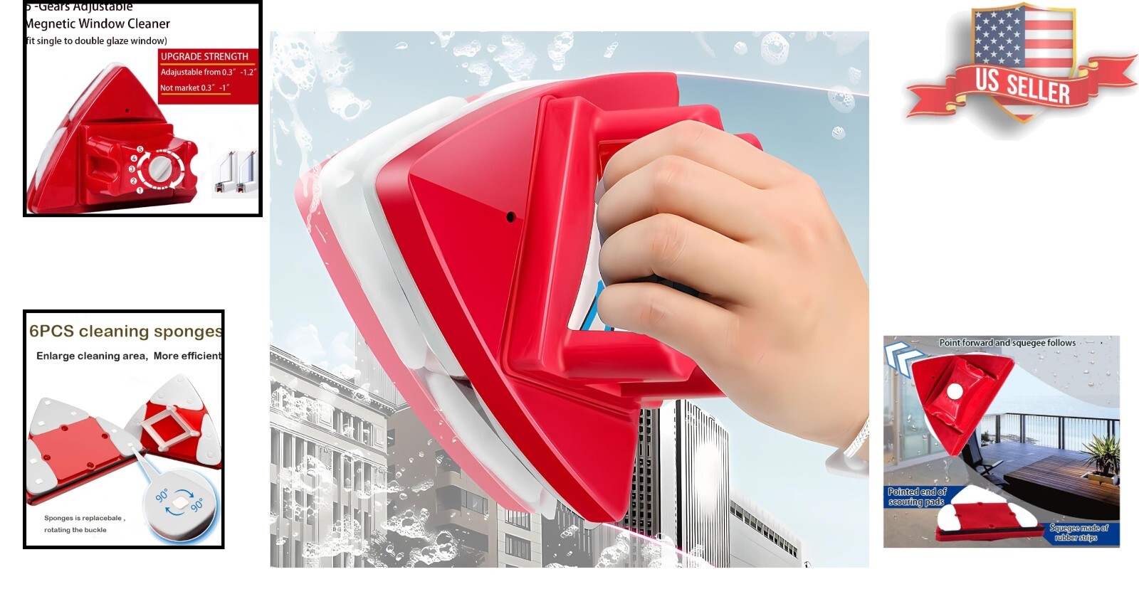 Compact Magnetic Window Cleaner for Thick Glass – Perfect for High-Rise Homes