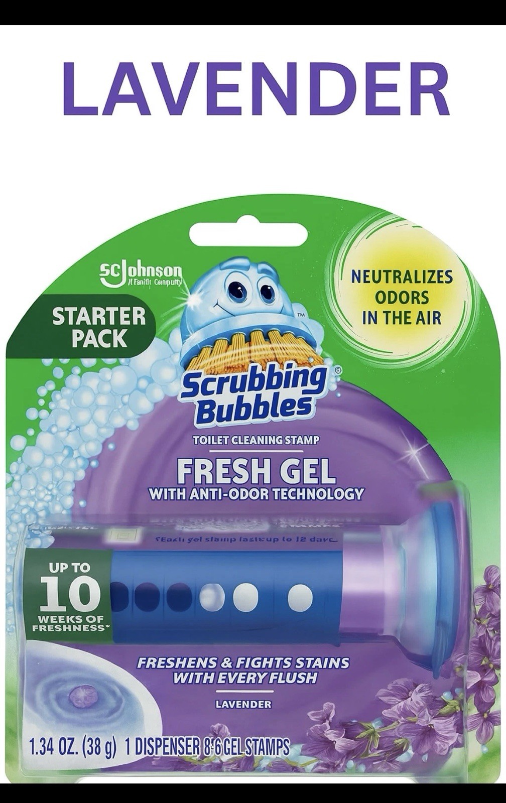 Lot Of 2 Scrubbing Bubbles Fresh Gel Toilet Cleaning Dispenser 6-Stamp Lavander