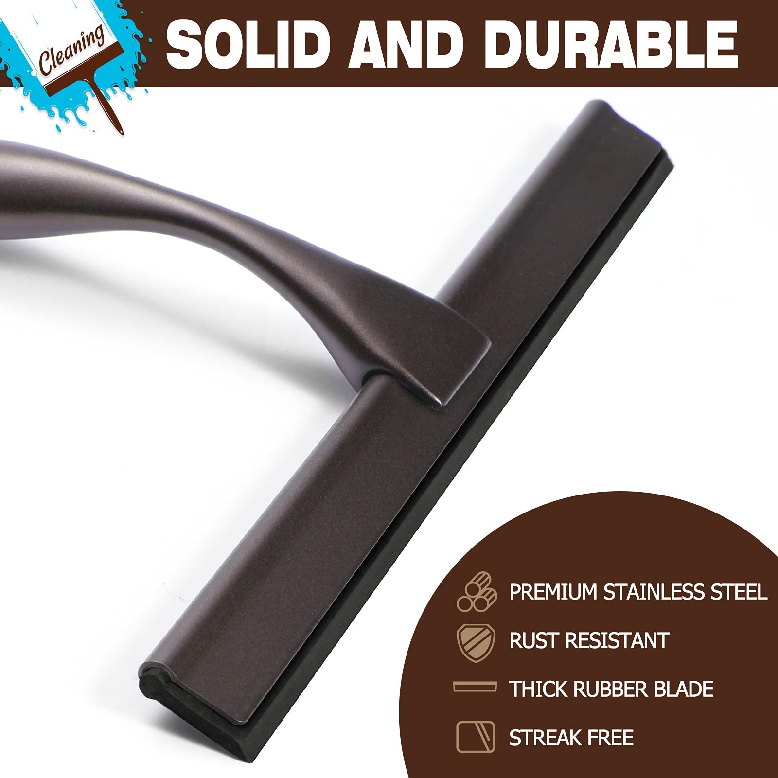 Shower Squeegee 10inch Bronze Squeegee Allpurpose Stainless Steel Squeegee For B